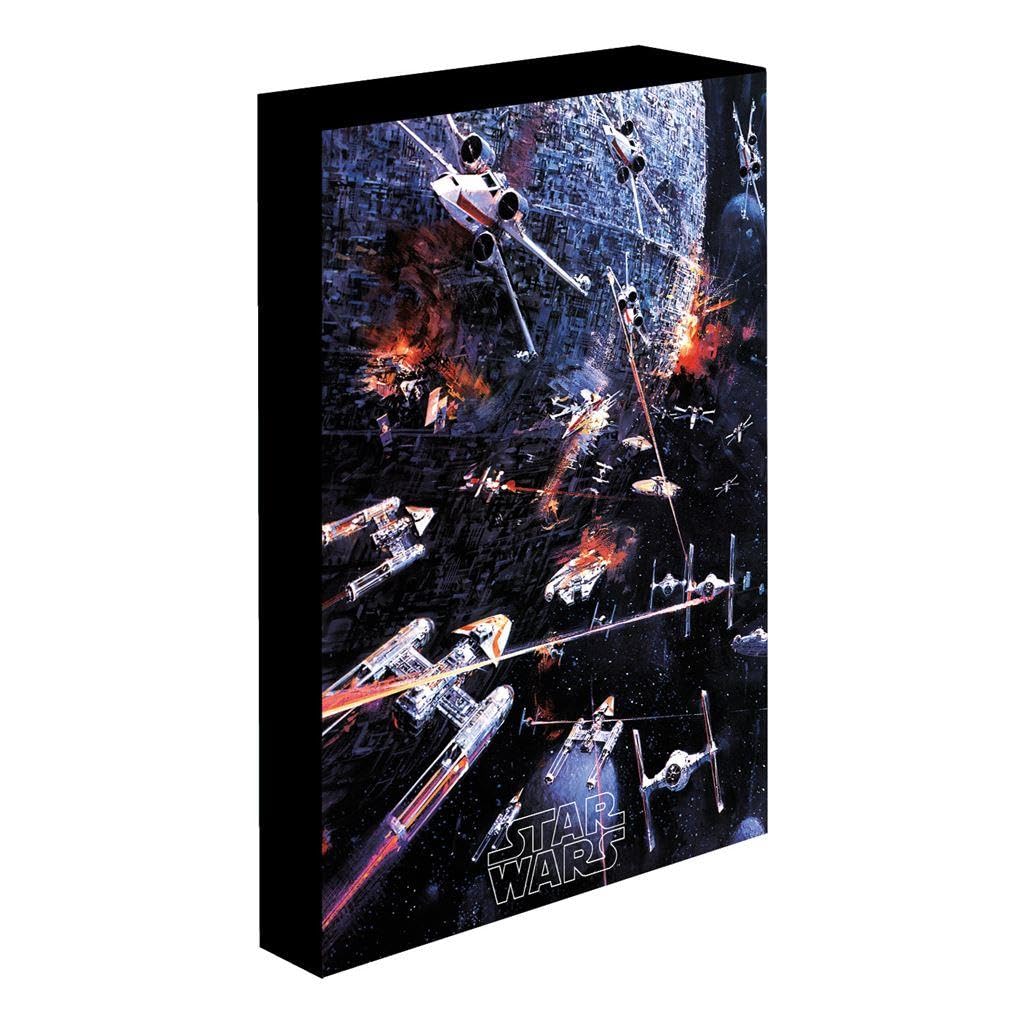 Pyramid International Star Wars Light Up Canvas (Death Star Assault Design) Large Canvas 30cm x 40cm, Canvases and Star Wars Gifts for Men, Women and Kids - Official Merchandise,Black