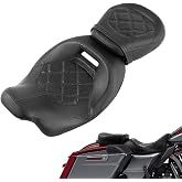 TCT-MOTORPARTS Low-Profile Motorcycle Seat Fit for Harley Touring 2009-2023 | Black Stitching Driver Passenger Seat Pillion its for Harley Touring 2009-2023 Street Road Glide Road King Ultra Limited
