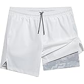 maamgic Gym Shorts for Men 7 inch Inseam with Liner Stretch 2 in 1 Workout Shorts Men Quick Dry Athletic Running Shorts