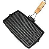 CHYIR Rectangular Thick Cast Iron Skillet Bbq Grill Pan Stripe Steak Pot Uncoated Non-stick Frying Pan Barbecue Picnic Pot