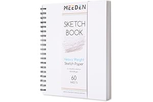 MEEDEN Carnet de croquis de 20,3 x 25,4 cm : 55,3 kg/180 g/m² - Carnet de croquis à spirales avec couverture à faire soi-même