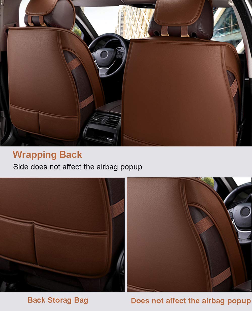 Mopow Car Seat Covers Full Set Leather Black Fine Workmanship