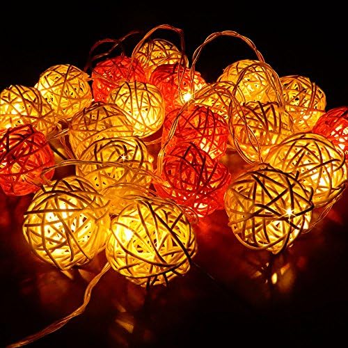 Warm White Rattan Ball Fairy String Lights For Christmas Decoration Low voltage power