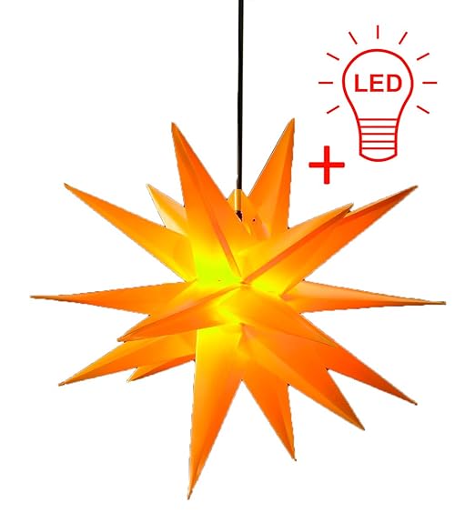 Steinfigurenwelt Giessen LED WEIHNACHTSSTERN 3D 18 Zacken 55 cm INKL. Leuchtmittel Leuchtstern Außenstern Faltstern Adventsst