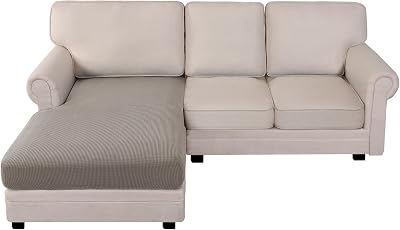 BellaHills High Stretch Jacquard Sofa Seat Cushion Covers Taupe Chaise