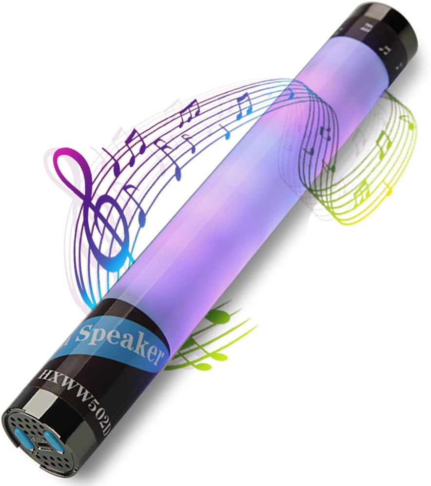 Bluetooth Music Tube Playing RGB Change Light with Rhythm Control, Wireless Stereo Audio Speakers & LED Glow Sticks for Hiking, Camping, Concerts, Party