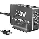 240W USB C Charger Block, 4 Port USB Fast Charging Station 100W Laptop Power Adapter for MacBook, Laptop, Tablet, iPad, iPhone, Cell Phone Multiple Devices Charging Station, Type C Charger