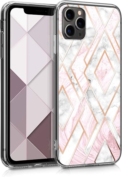 Amazon Com Kwmobile Case Compatible With Apple Iphone 11 Pro Max Tpu Crystal Clear Back Protective Cover Imd Design Glory Mix 2 Rose Gold White Dusty Pink
