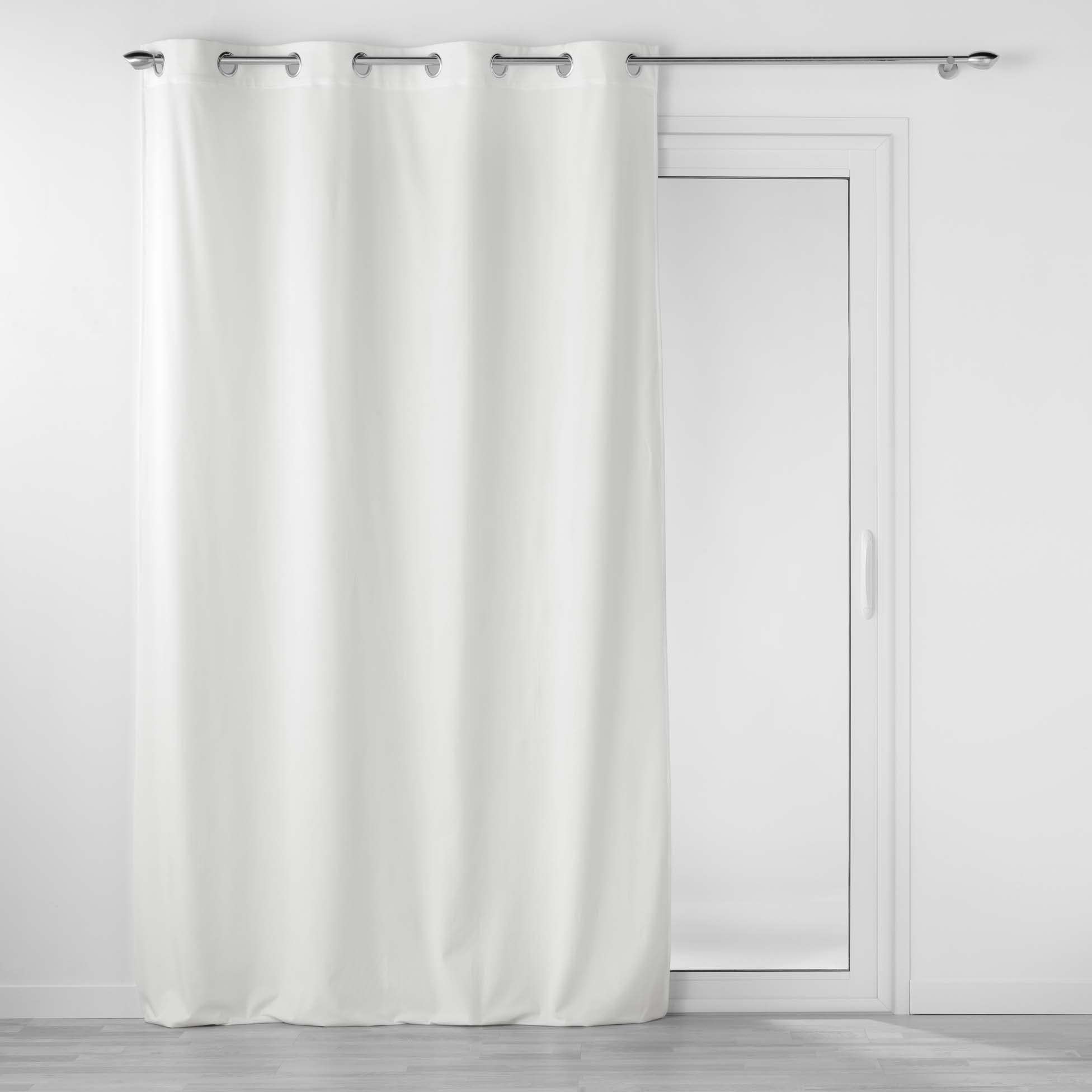 Douceur d'Intérieur Velouriane Eyelet Curtain 140 x 260 cm White Velvet Relief
