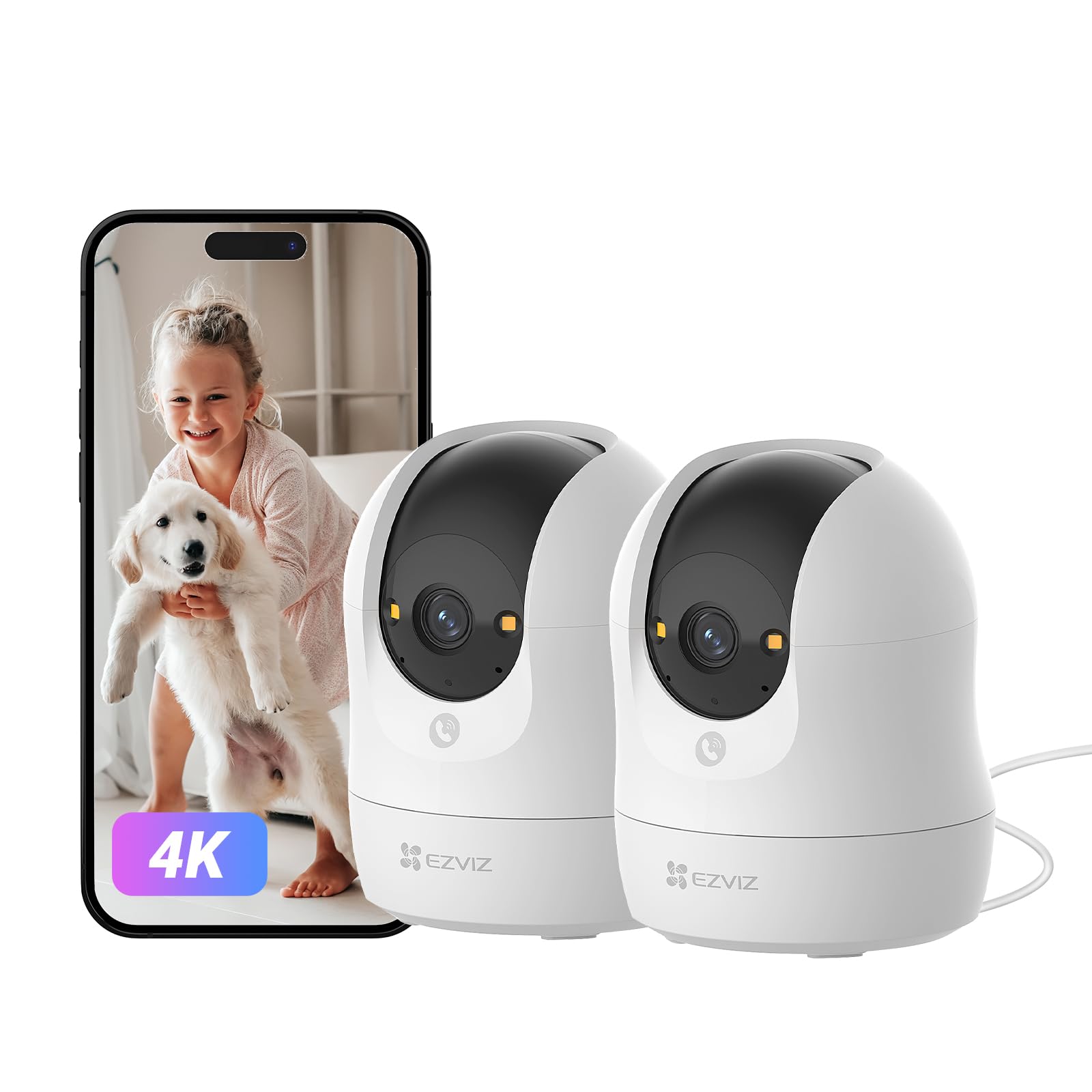 EZVIZ C6N G1 4K 8MP Überwachungskamera Innen, WLAN Baby Monitor 2er Pack