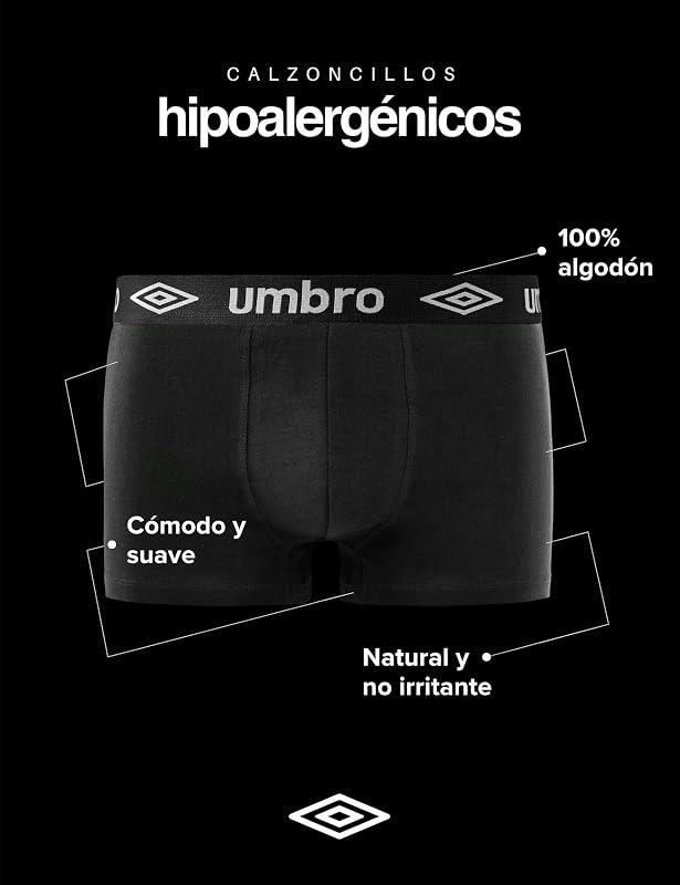 Calzoncillos Hombre Boxer 100% Algodón, Pack de 5, Negro CLA (M)