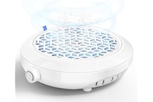 MNAFKT Nail Dust Collector for Nail Tech & Acrylic Nail Polishing - Ultra-Quiet 8000RPM Turbo Brushless Motor, Reusable Filter & Magnetic Detachable Design for Salon, Home DIY & Crafts（White)