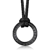 Bandmax Viking Necklaces for Men Stainless Steel Silver Tone/Black Nordic Talisman Pendant with Adjustable Wax Rope Chain Mens Necklace Jewelry