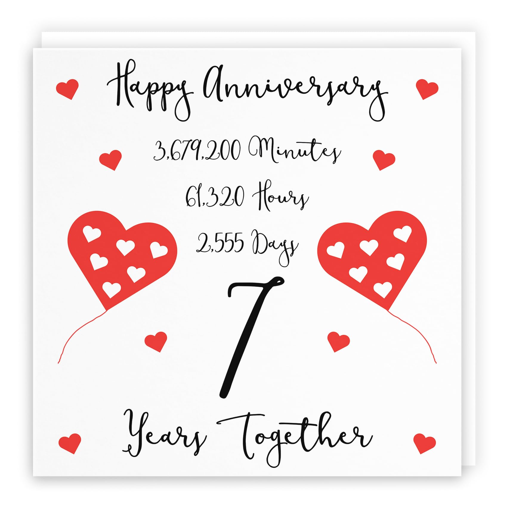 Hunts England - 7th Wedding Anniversary Card - 7 Years Together - Happy Anniversary - Timeless Collection - Cute Fun Card