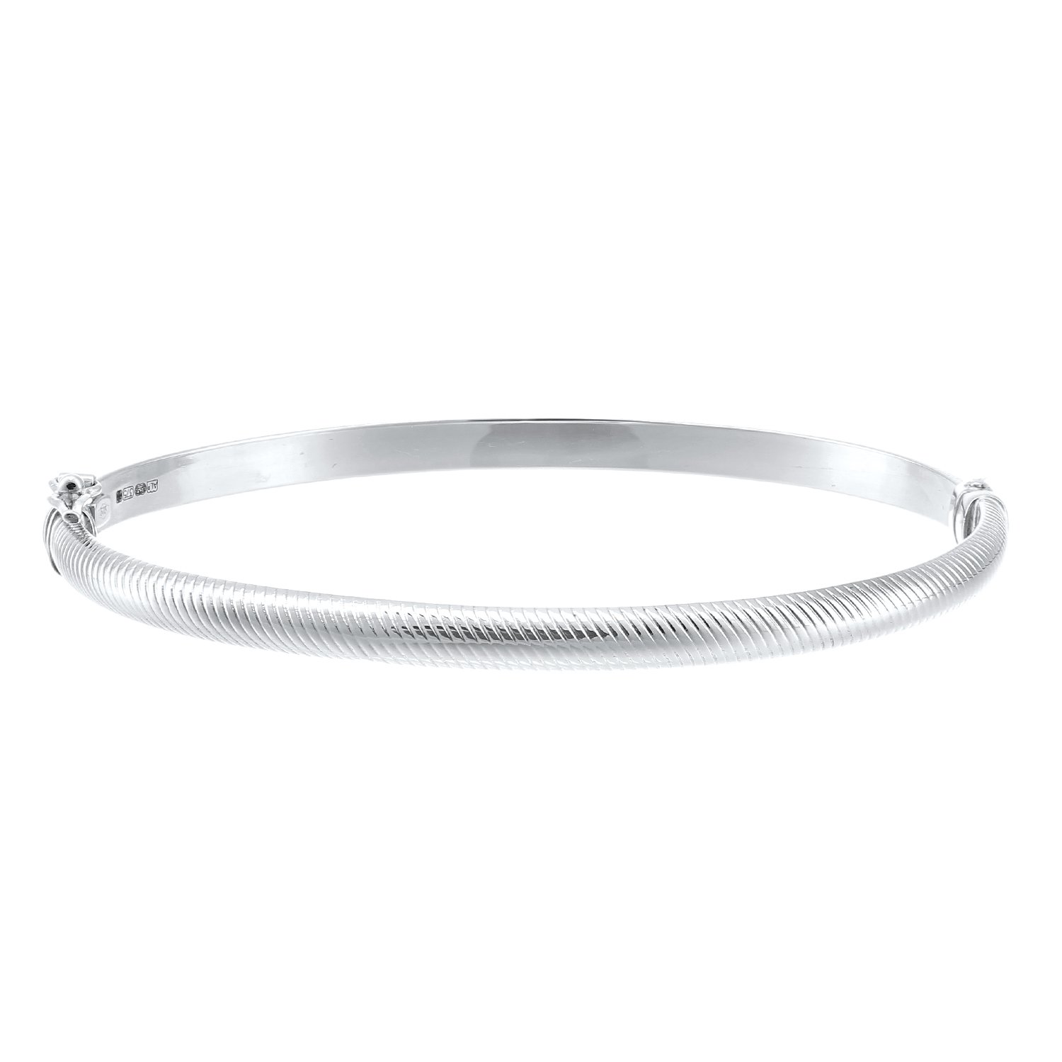 Citerna 9ct White Gold Dome Diamond Cut Design Bangle