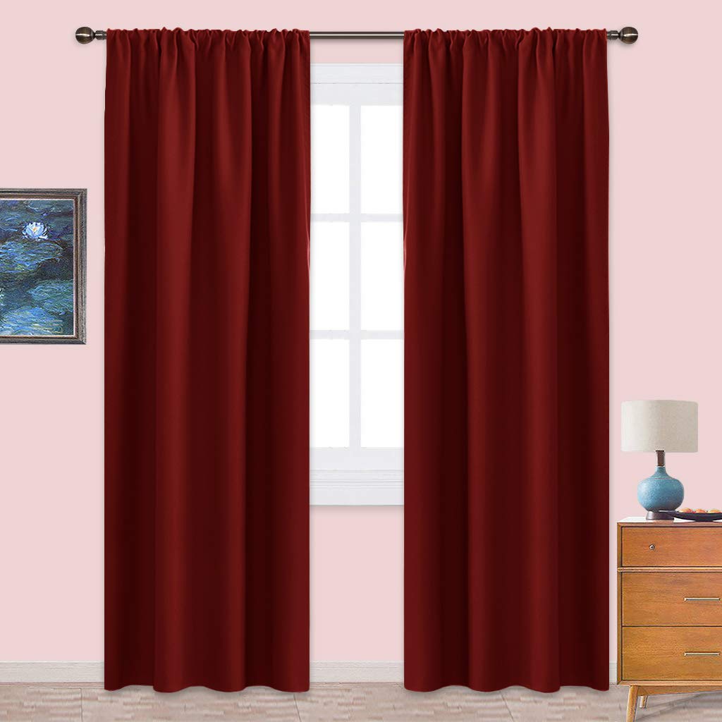 NICETOWN Burgundy Curtains Blackout Drapes - Home Decorations Thermal Insulated Solid Blackout Living Room Curtains/Draperies for Christmas & Thanksgiving Present (1 Set,42 x 84 inches,Red)