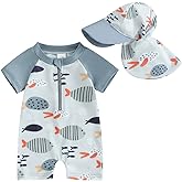 Hnyenmcko Infant Baby Boy Girls Rash Guard Swimsuit Short Sleeve Zipper Bathing Suit Toddler One Piece Swimwear Sunsuit