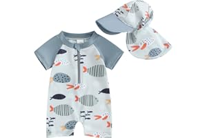 Hnyenmcko Infant Baby Boy Girls Rash Guard Swimsuit Short Sleeve Zipper Bathing Suit Toddler One Piece Swimwear Sunsuit