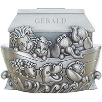 Noah's Ark Animals Brushed Pewter Coin Bank - 4x5 Inch Children's Savings Bank