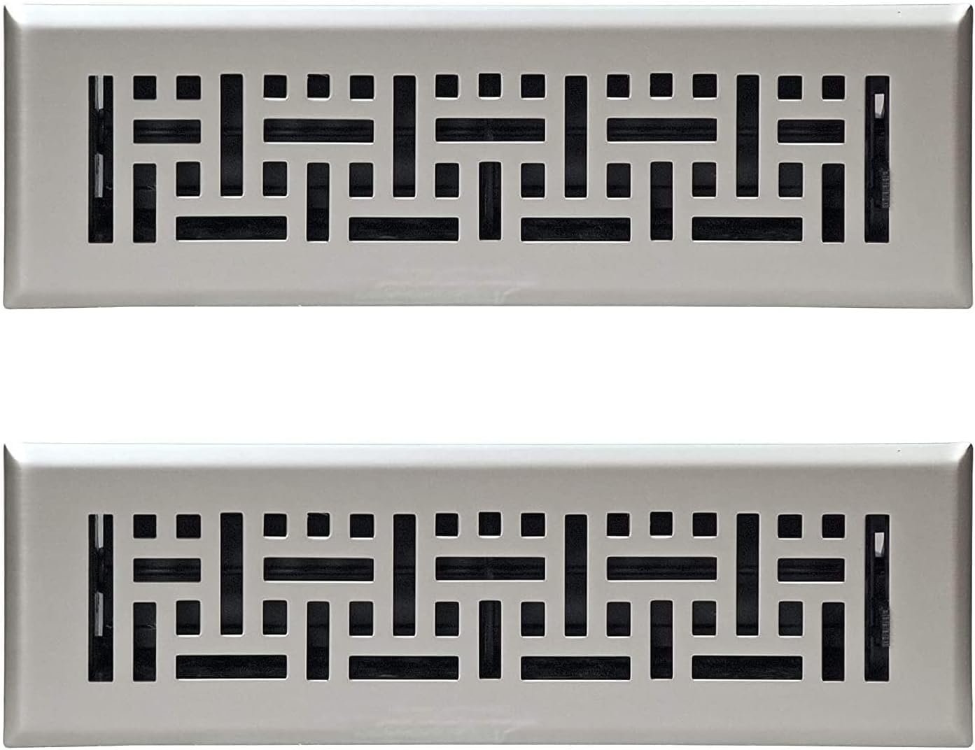 Registers, Grilles & Vents - Hartford Ventilation Floor Register 2” x 10” - Decor Vent Cover for Home - Heavy Duty Metal Design with Scratch Resistant Finish - Smooth Glide Damper (2, Brushed Nickel)
