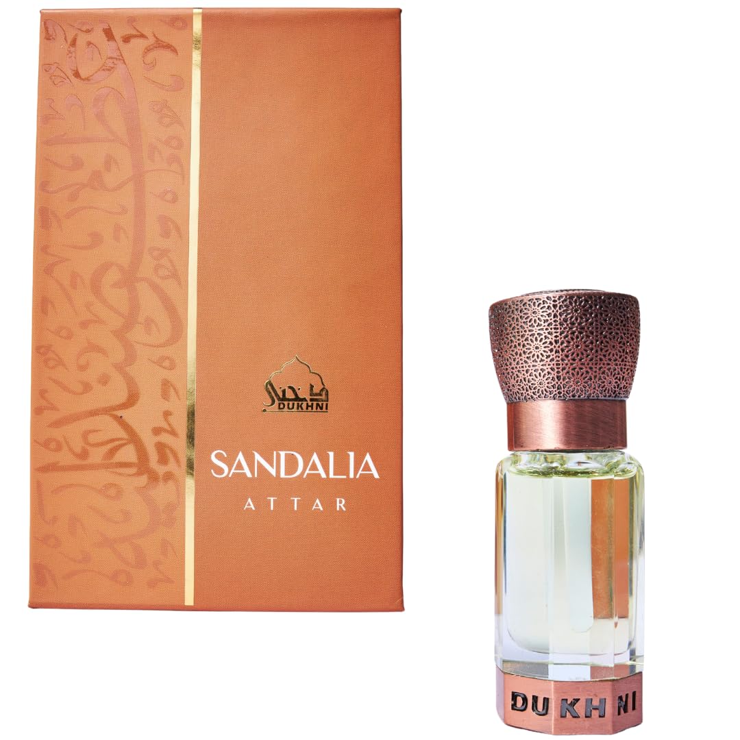 Sandalia Attar by Dukhni | 6ml Arabic Perfume Oil, sandal perfume, sandalwood perfume, sandalwood fragrance oil for men & women | Pure, Alcohol-Free, Vegan, Halal | Islamic gifts, Eid & Ramadan Gifts