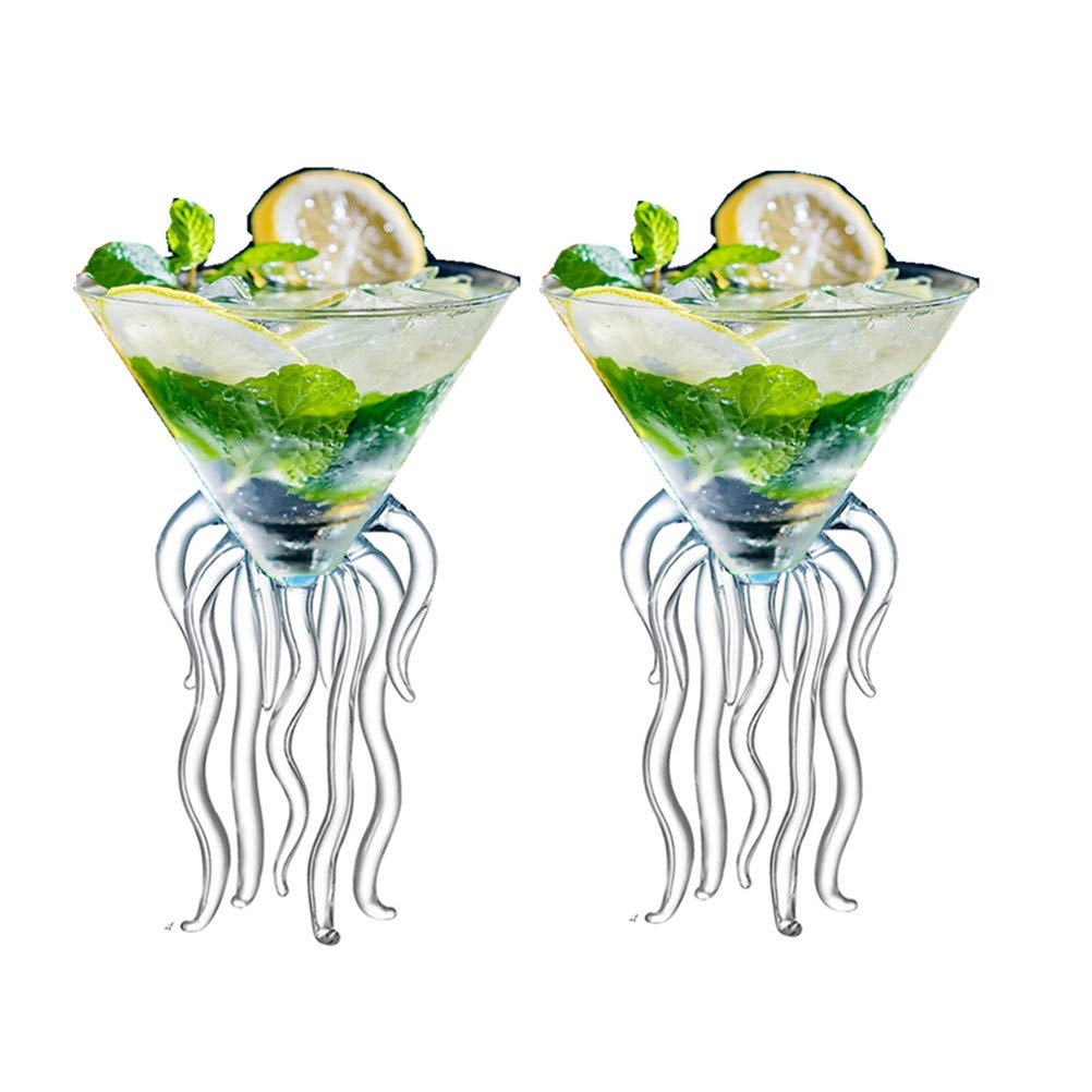 Photo 1 of Octopus Martini Glass Creative Cocktail Drinkware Bar Goblet Tools (2 Transparent)