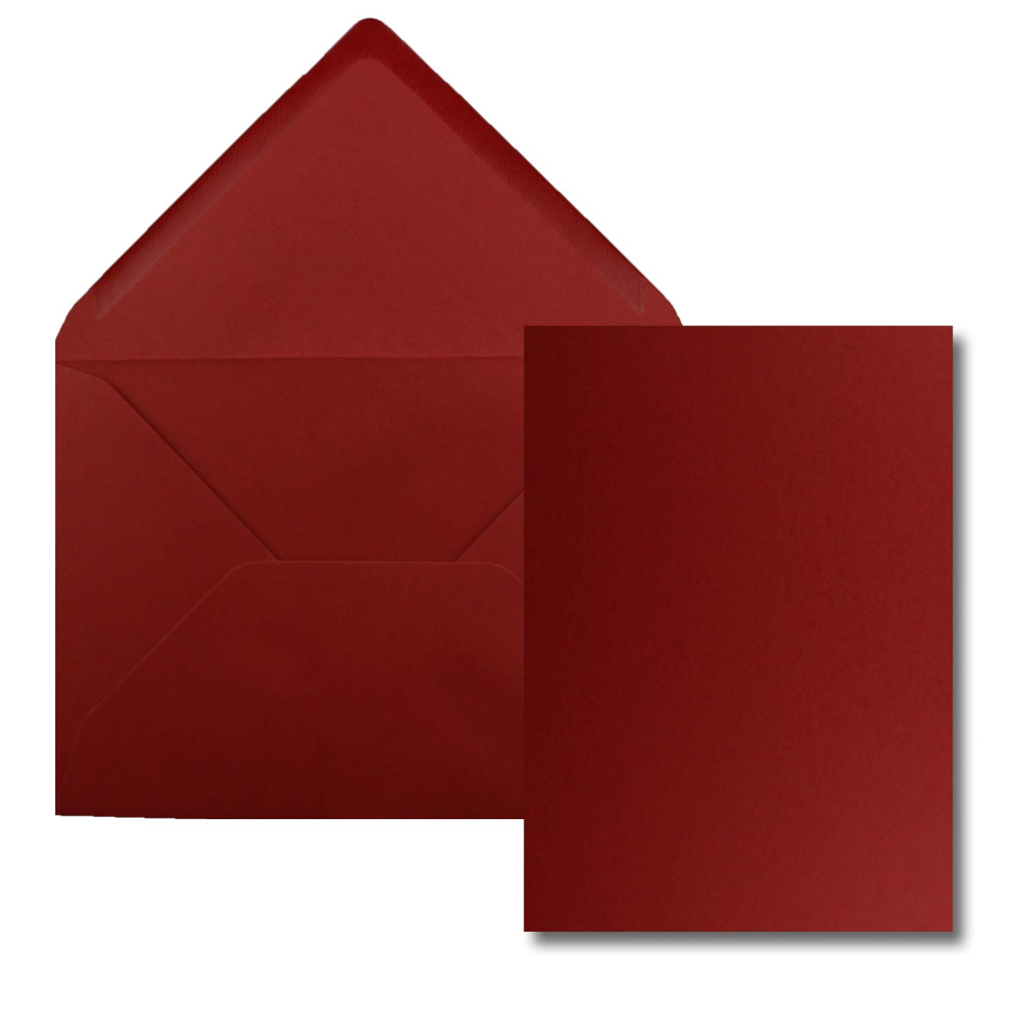 50x single card set with envelopes DIN A6 C6 in dark red (red) - 14.8 x 10.5 cm - without fold