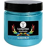 Luckymica Mica Powder for Epoxy Resin, Premium Pearlescent Pigment Powder for Resin Art, Dye, Nail Polish, Paint, Candle Making, Soap Making, Bath Bombs, DIY Cosmetics - Glossy Blue (50g / 1.76oz)