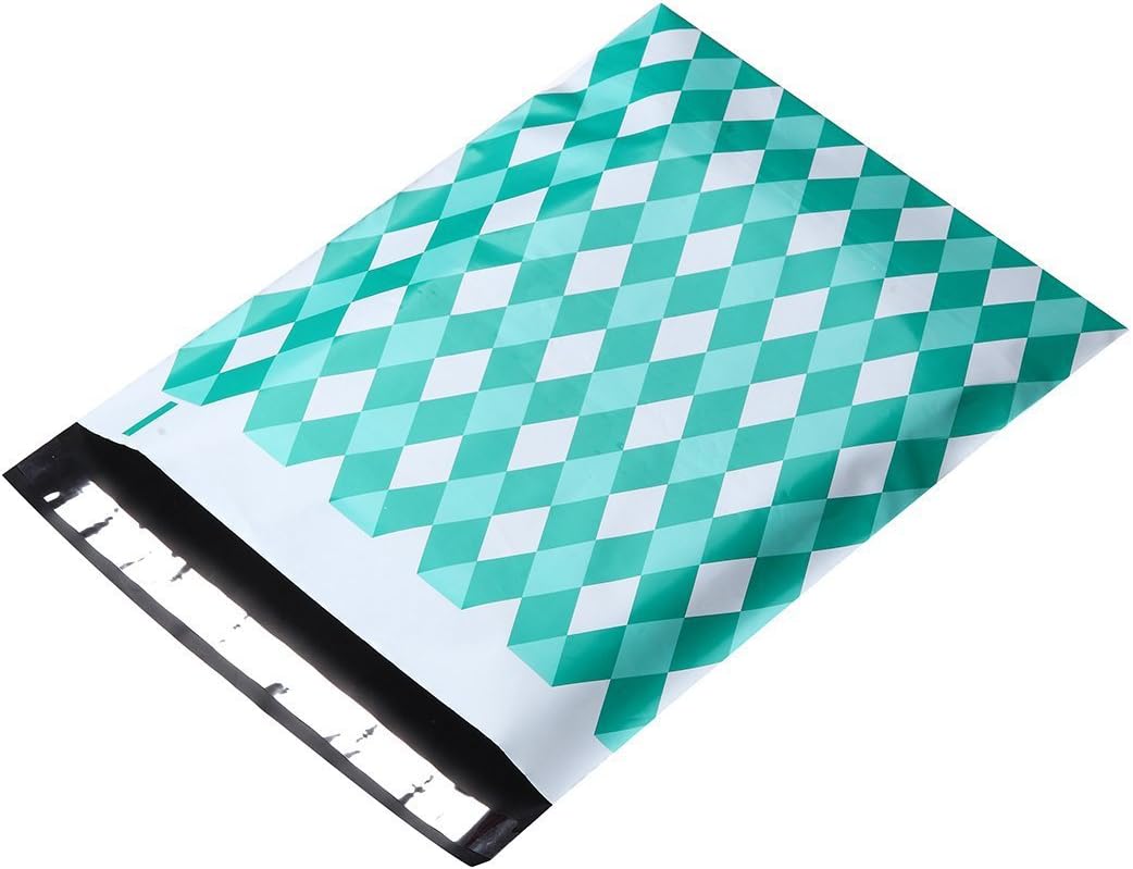 Keepack 10x13 Inches Poly Mailers Green Prismatic Opaque Shipping Envelopes Bags Pack of 100 Pcs