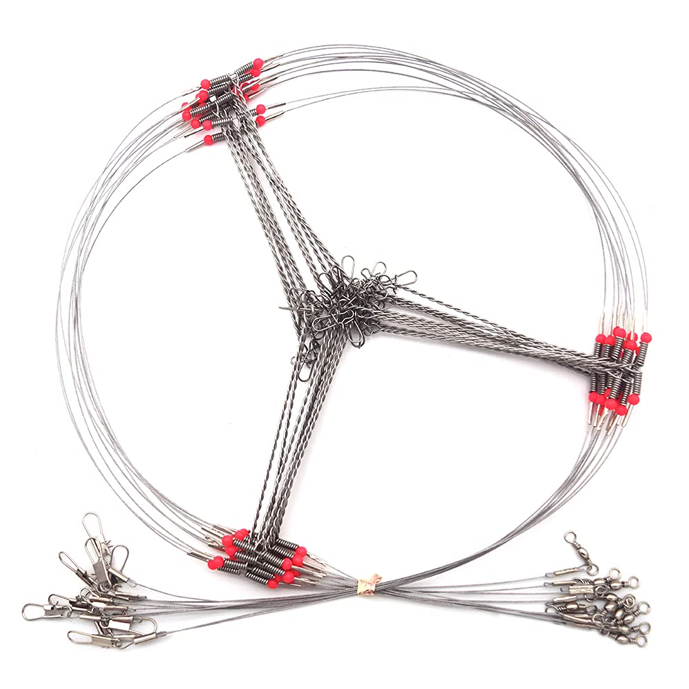 Photo 1 of High-Strength Fishing Wire Leader Rigs with Swivels Snap Connect 1 Arm -5 Arm,Saltwater Fishing Assecories 7-Strands Steel Wire with Nylon-Coating (3 Arm Leader Rigs)