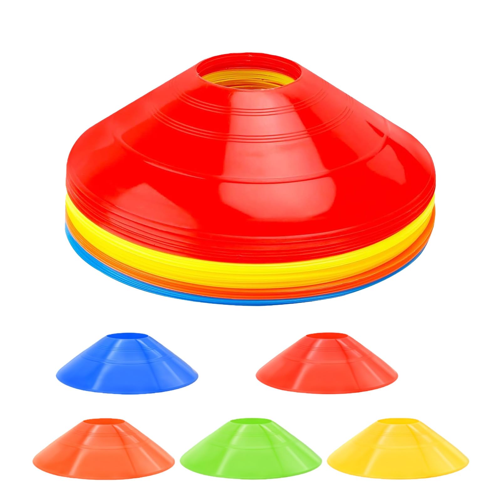 QUUPY 20PCS Soccer Cones Sports Disc Cones Agility Training Mark Disks Football Basketball Field Cone Markers Outdoor Games Supplies 7.5x2''