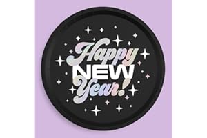 xo, Fetti New Years Eve 2024 Plates - 25 pk, 9" | NYE 2024 Party Decorations, Happy New Years Disposable Supplies, Cool Holiday Plate