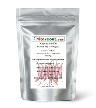 500 Kapseln Capsicum 5000 Diät Chili Fatburner Bauch Beine Po abnehmen - Thermogenese