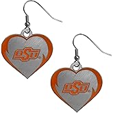 Siskiyou Sports NCAA Oklahoma State Cowboys Heart Dangle Earrings, Team Colors,One Size