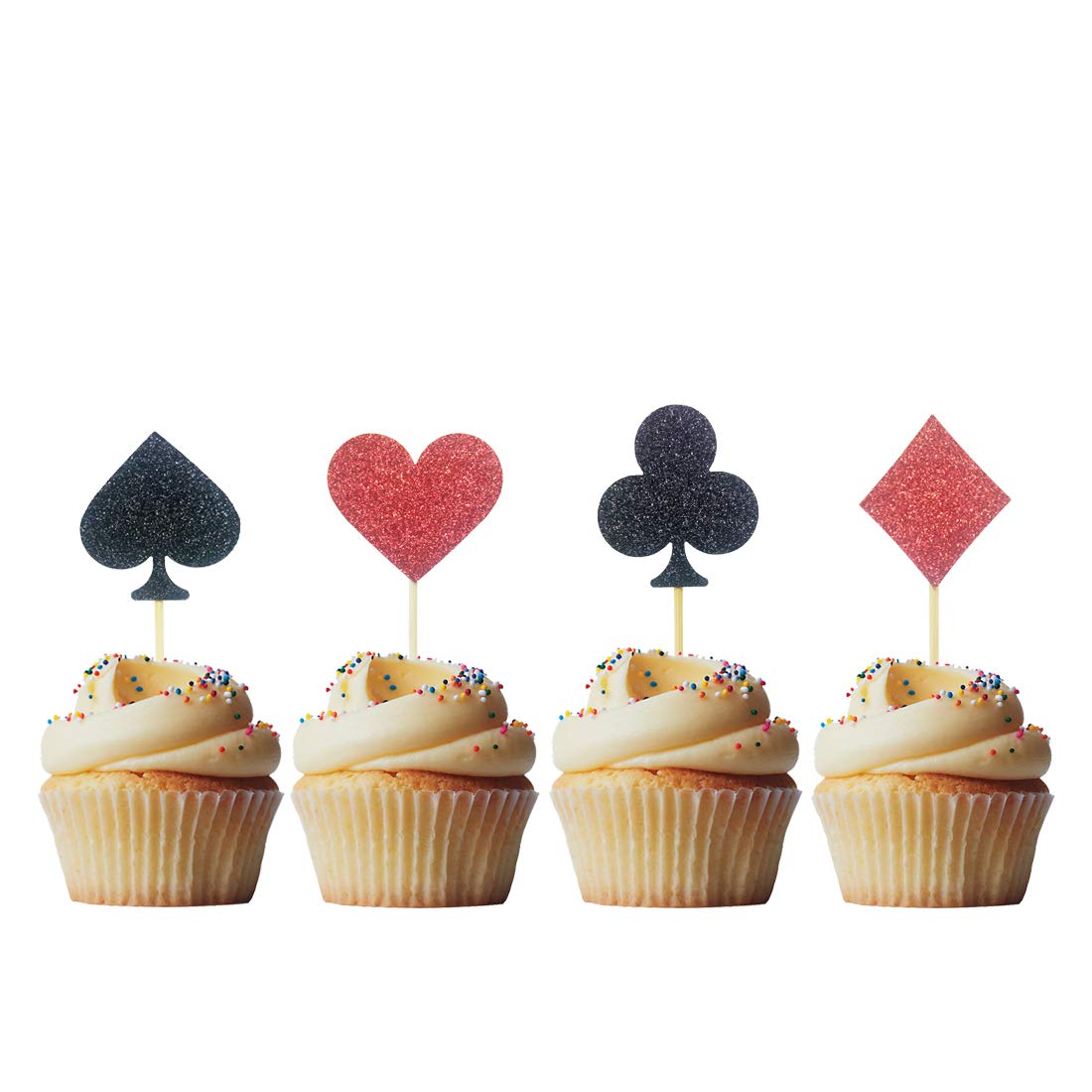 Morndew 24 Pcs Casino Night Poker Cupcake Toppers For Las Vegas