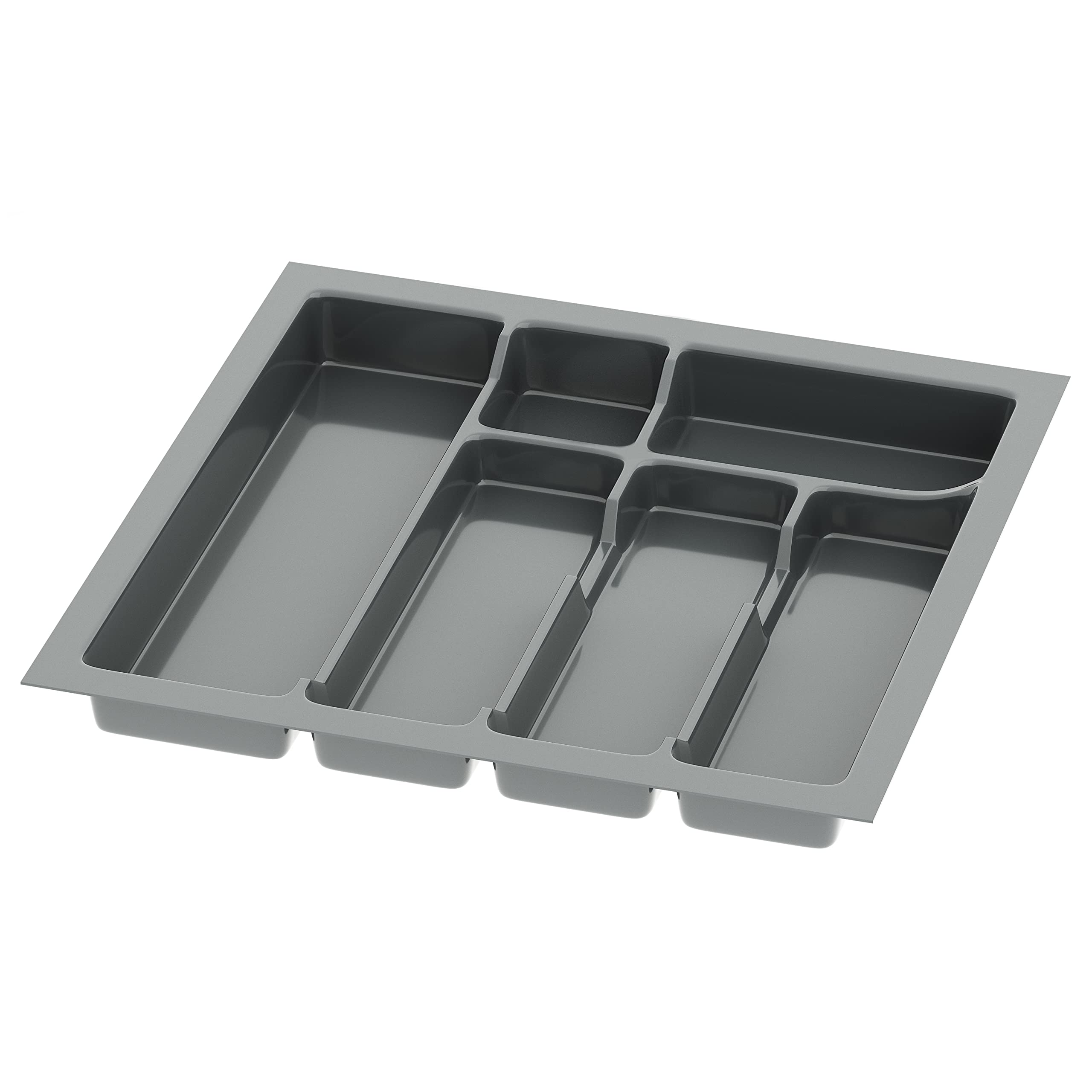 sossai® Divio Cutlery Tray for 50 cm Drawers, 43 x 43 cm (Width x Depth), Can Be Cut To Size, 6 Compartments, Colour: Anthracite, Cutlery Tray Organiser System