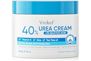 VREKEF Urea Cream 40% Plus Salicylic Acid 2%, Urea Cream 40 Percent for Feet Maximum Strength, Foot Cream for Dry Heels Cracked