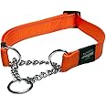 Rogz Utility Extra Large 1-Inch Reflective Lumberjack Obedience Half-Check Dog Collar, Orange