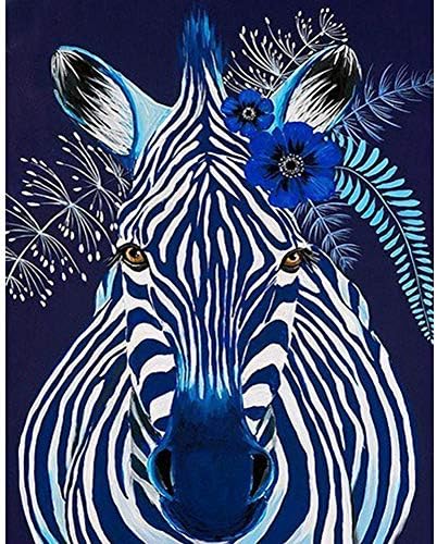DIY Diamond Art Painting, NELNISSA Blue Gorgeous Zebra Full Drill 40cm x 30cm Crystal Diamond Pictures Arts Crafts for Home Wall Decor