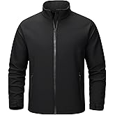 TACVASEN Men's Lightweight Softshell Jacket Waterproof Lightweight Fleece Lined Winter Coat with 4 Pockets Windbreaker
