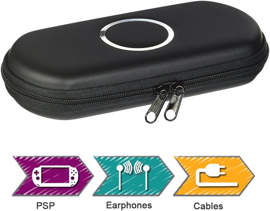ElementDigital PSP Carrying Case Travel Pouch Game Hard Case Shell Protector Hard Carry Zipper Bag for PSP 1000 2000 3000 3001 Game Console Memory Cards Earphones Charge Cable: Computers & Accessories