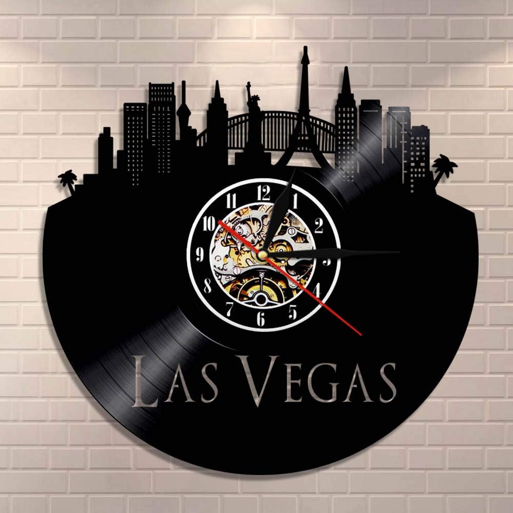Cwanmh Wall Clock Las Vegas City Skyline Wall Clock Las Vegas City View Home Decor Nevada