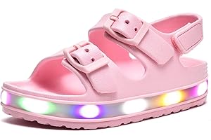 GULAKY Toddler Sandals Girls Boys Light up Double Buckle Sandals Children's Adjustable Back Strap Water Sandal Kids Beach Sho