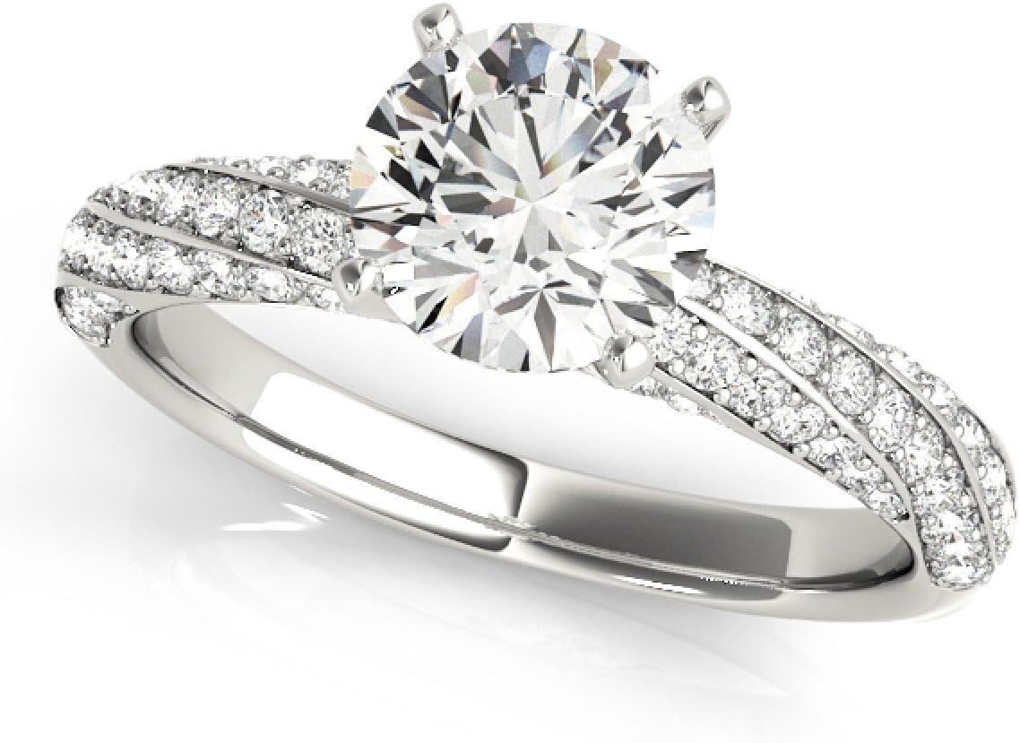MauliJewels 1 Ct. Elegant Design Diamond Engagement Ring 14K White Gold
