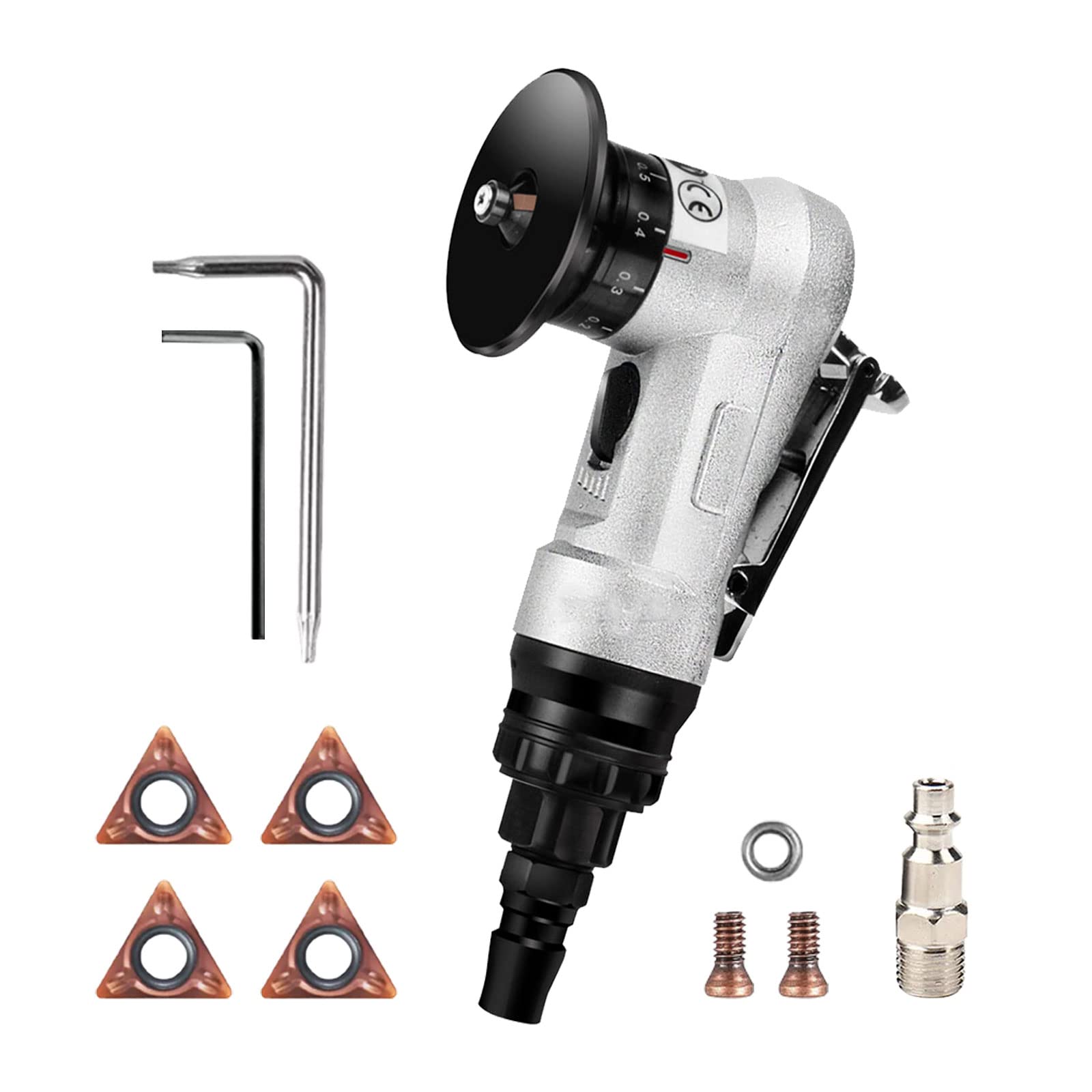 Mini Chamfering Machine, Pneumatic Chamfering Machine, 1/4inch Hand-Held Beveling Machine 45 Degree Straight Edge/Arc Deburring Cutter 30000 RPM Chamfering Trimming Machine