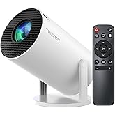 Truzcn Mini Projector, Support 4K 1080P Portable Projector with WIFI6 and 5.2 Bluetooth, Android 11, 200 ANSI Lumens, 210° Rotatable, Auto Keystone Correction,35"-130" Screen Video Projector HY300 PRO