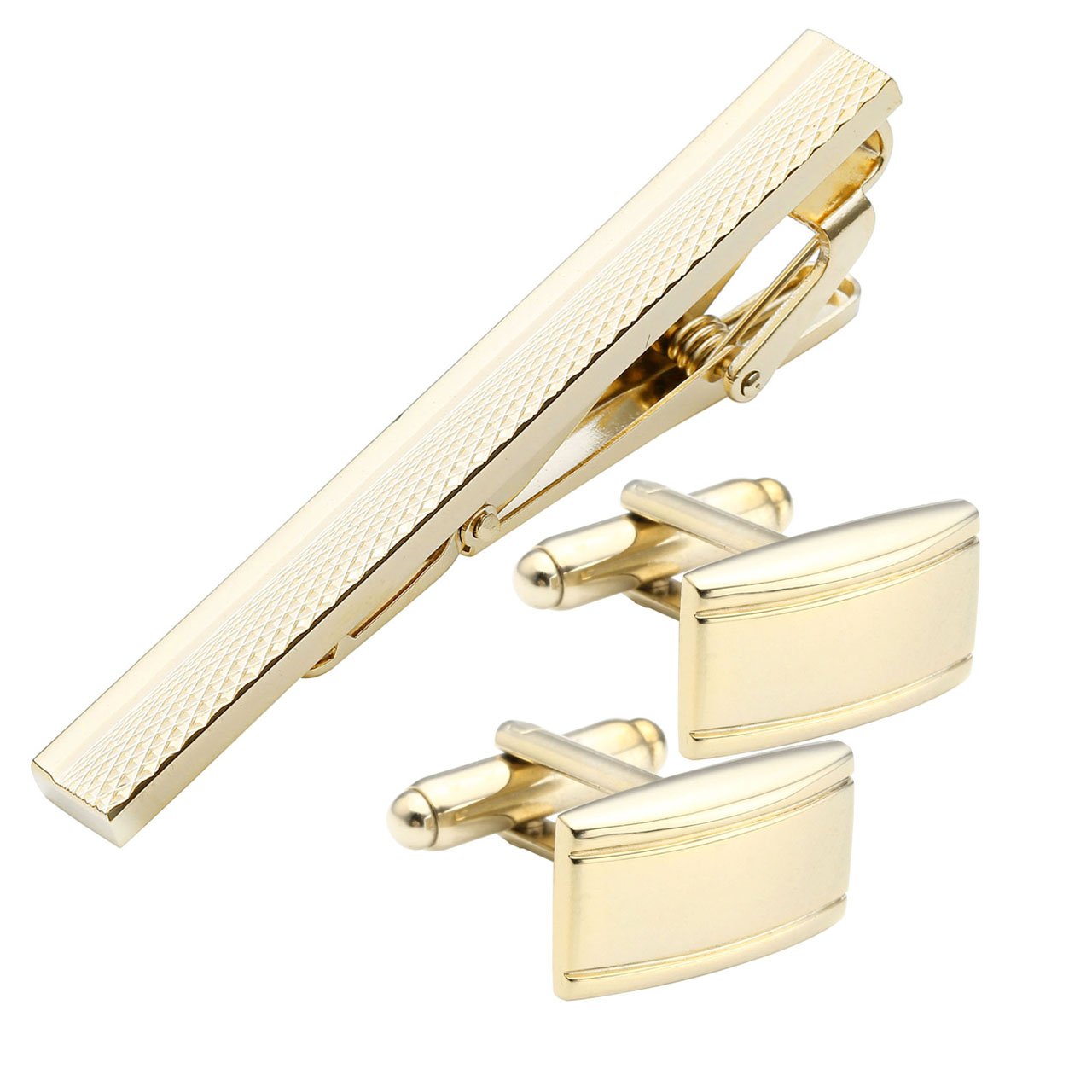 BOPREINA Tie Clip Cufflinks Set Mens Jewelry with Gift Box, 1.96 Inches - 2.3 Inches