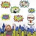 Large Superhero Action Signs Cutouts 12PCS Words and Cityscape Cut-Outs for Party Decoration