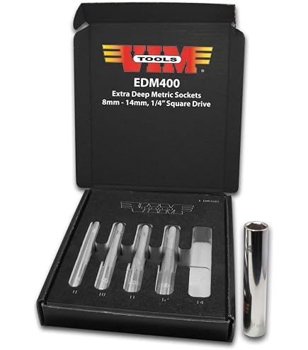 KTTOOL 12PC Deep Metric Socket Set - 1/2 & 3/8 Inch Drive, 8-19mm, 120mm Long With Adapter