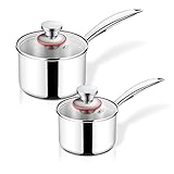 TeamFar 1qt & 2 qt Saucepan with Lid, Stainless
